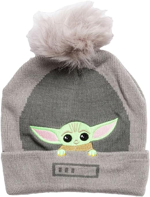 Star Wars Mandalorian Child Knitted Bobble Hat, Grey [Hat]